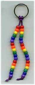 Keyring-2 satin cord & rainbow pony beads